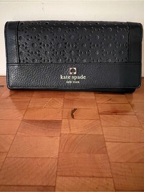 kate spade New York Blue Leather Perforated Clutch Wallet/Wristlet